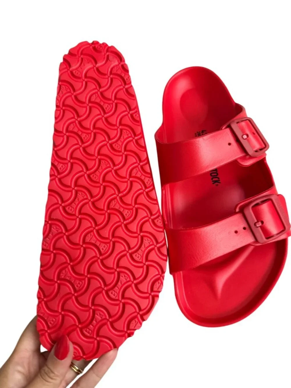 BIRKENSTOCK Men’s Red Buckle Sandals Size 43 / 10 NEW NWOB